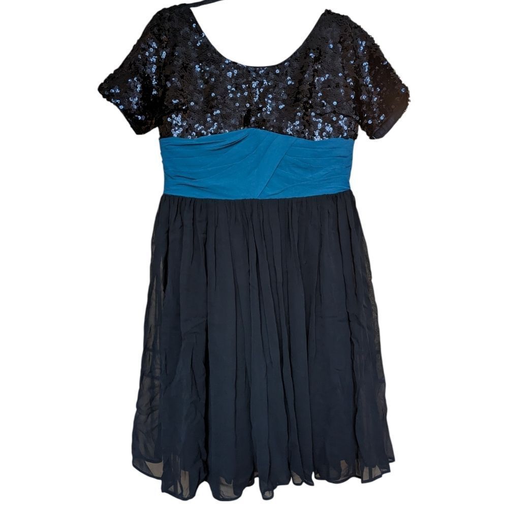 See By Chloe Black Teal Sash Sequin  Dress M